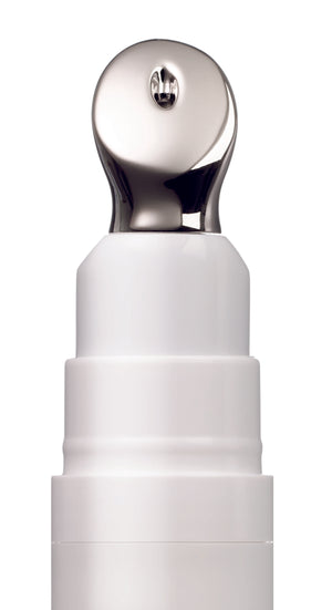Biologique Recherche Crème Contour Yeux et Lèvres Biofixine comes in a white cylindrical bottle with a silver dispenser cap, ideal for applying eye cream that addresses dark circles and fine lines.