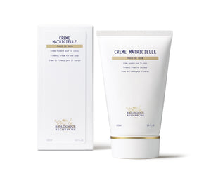 A 3.4 fl. oz. (100 ml) white tube and box of Biologique Recherche Creme Matricielle, labeled in French and English, offers hydrating body creme with collagen for firmer skin.