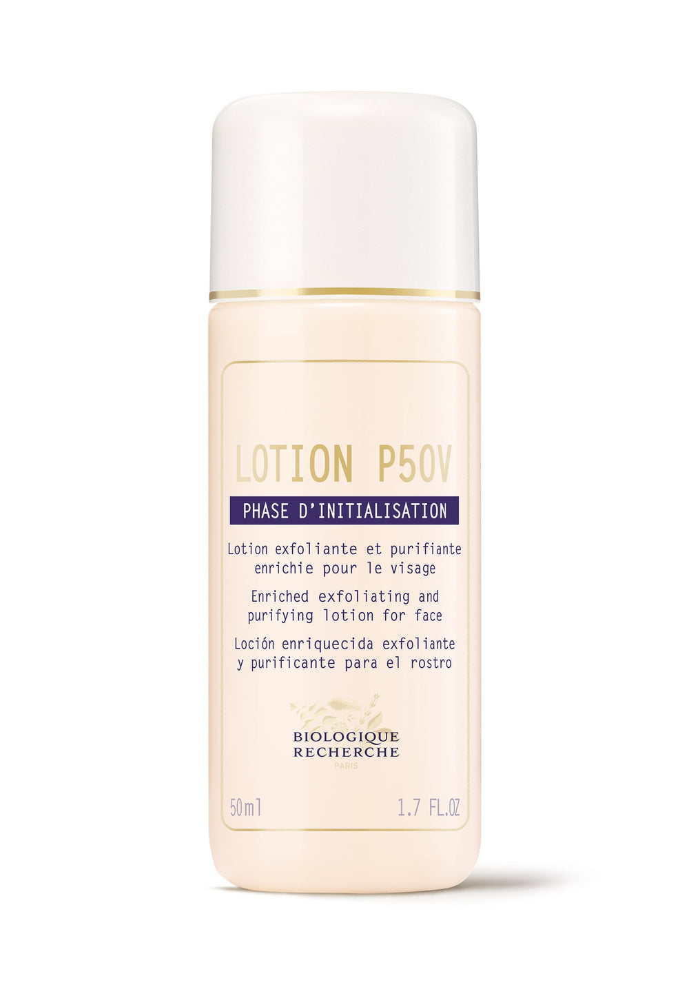 Biologique Recherche Lotion P50V is a 50 ml (1.7 FL.OZ) vitamin-rich, purifying face lotion that gently balances, exfoliates, tones, and lightens skin.