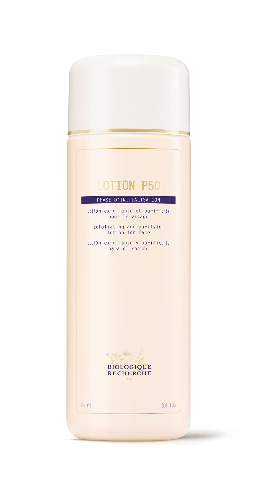 Biologique Recherche Lotion P50 in a 150 ml (5.1 fl. oz) bottle is perfect for exfoliating and purifying your face, effectively balancing and revitalizing skin, and addressing seborrheic conditions.