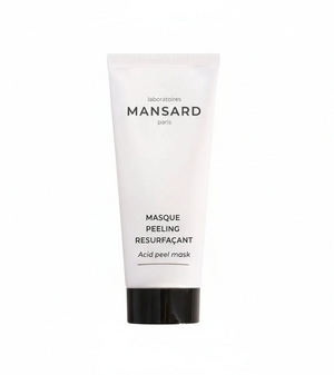 A white tube labeled "Mansard Masque Peeling Exfoliant," an exfoliating mask formulated to brighten the complexion, is displayed against a plain white background.