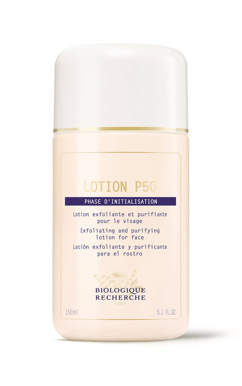 Biologique Recherche P50 is a 150 ml facial exfoliator crafted to purify and revitalize, ideal for hyper-keratinized and seborrheic skin.