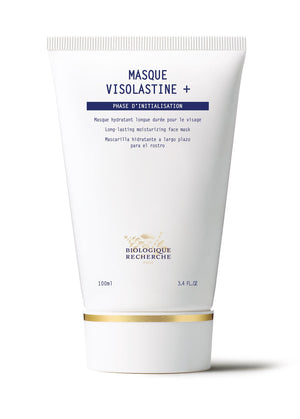 A 100ml tube of Biologique Recherche Masque Visolastine+, in elegant white and gold, strengthens the skin barrier and minimizes water loss.